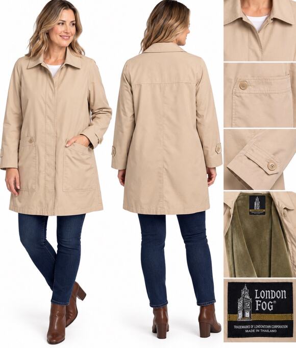 London Fog Jackets & Blazers - Vintage London Fog Womens 12 Reg Tan Raincoat Removable Liner Khaki Coat